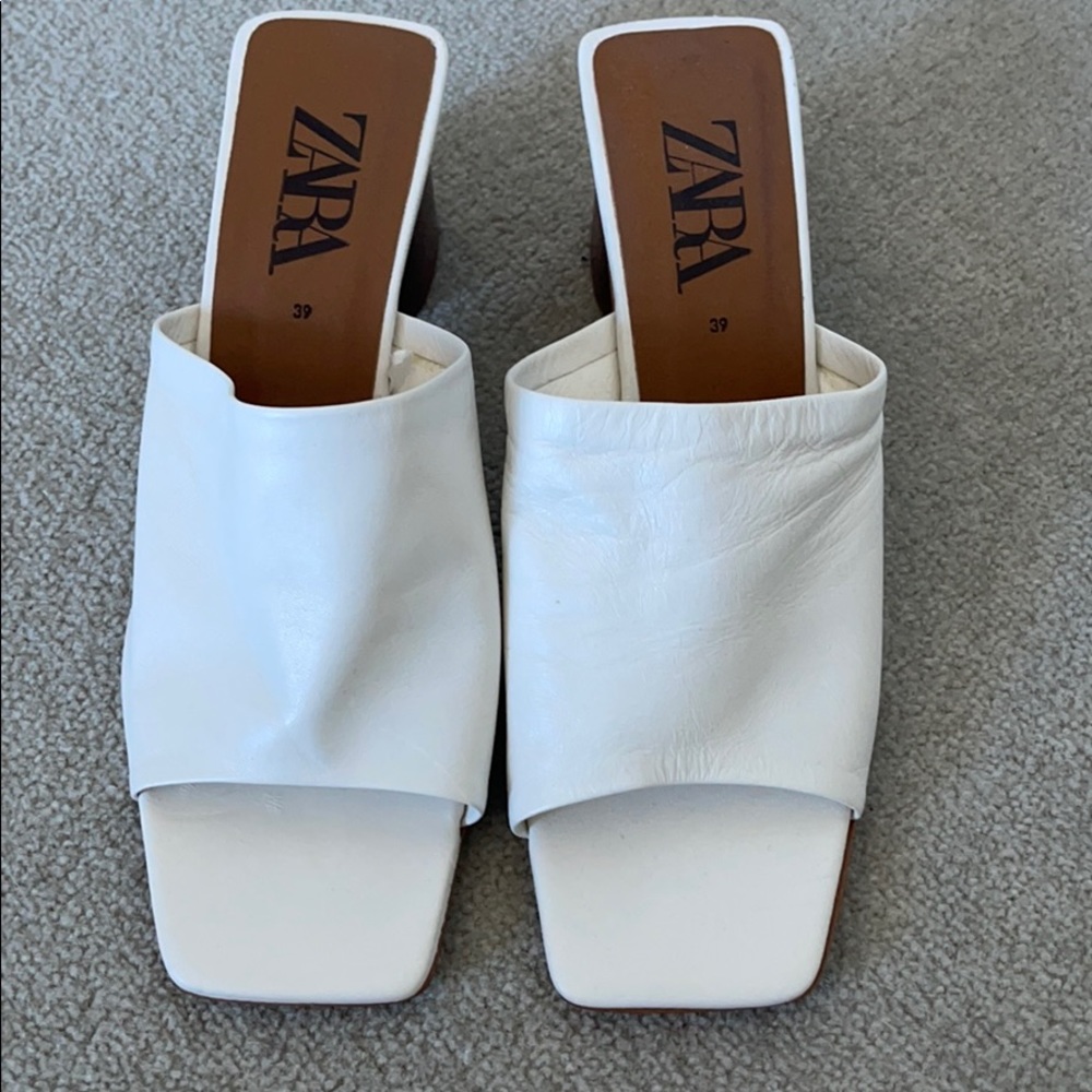 Zara White Heeled Sandals